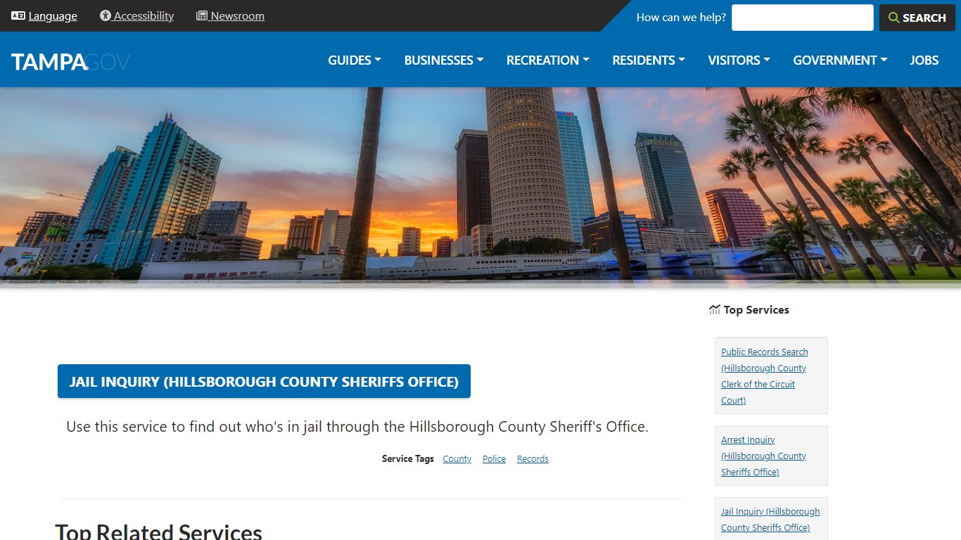 Jail Inquiry (Hillsborough County Sheriffs Office) | City of Tampa